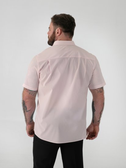 D555 Lucas Flekkavvisende Strykefri Stretchskjorte med Korte Ermer Rosa - Skjorter - Store skjorter - 2XL-8XL