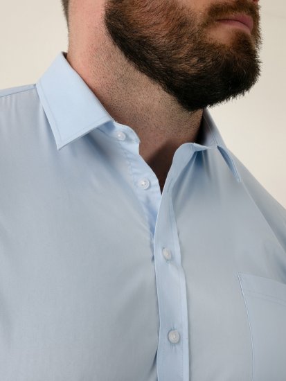 D555 Lucas Flekkavvisende Strykefri Stretchskjorte med Korte Ermer Lyseblå - Skjorter - Store skjorter - 2XL-8XL