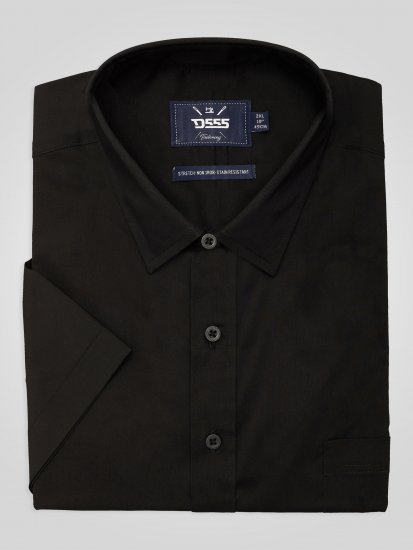 D555 Lucas Flekkavvisende Strykefri Stretchskjorte med Korte Ermer Svart - Skjorter - Store skjorter - 2XL-8XL