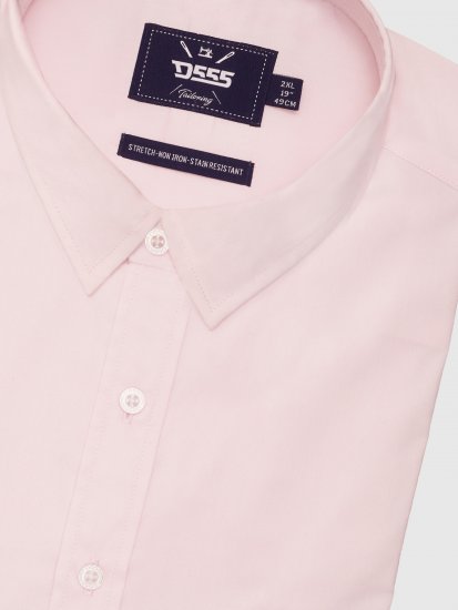D555 Lucas Flekkavvisende Strykefri Stretchskjorte med Korte Ermer Rosa - Skjorter - Store skjorter - 2XL-8XL