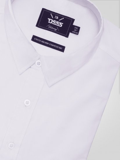 D555 Lucas Flekkavvisende Strykefri Stretchskjorte med Korte Ermer Hvit - Skjorter - Store skjorter - 2XL-8XL