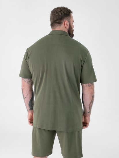 D555 Connor Stretch Cuban Collar Reosrt Short Sleeve Shirt Khaki - Skjorter - Store skjorter - 2XL-8XL