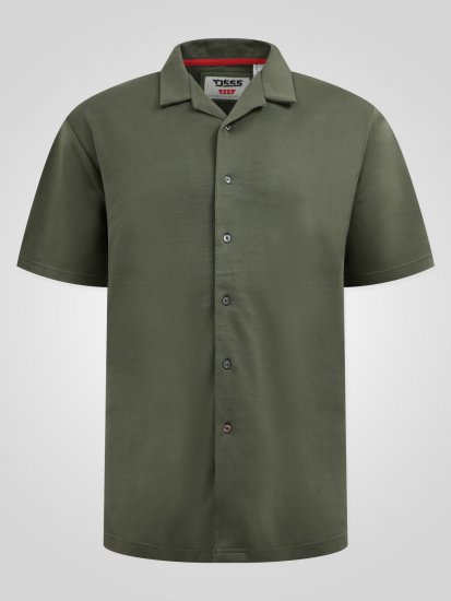 D555 Connor Stretch Cuban Collar Reosrt Short Sleeve Shirt Khaki - Skjorter - Store skjorter - 2XL-8XL