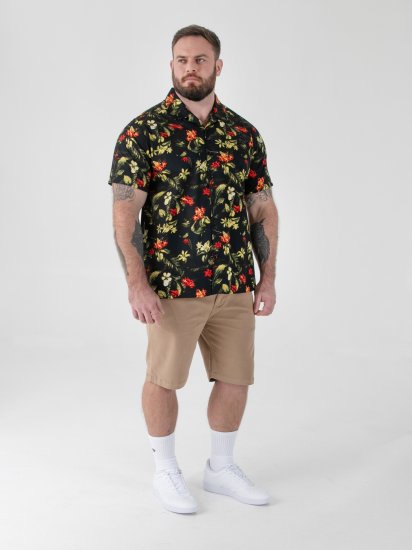 D555 Gordon Hawaiian AOP Cuvan Collar Resort Short Sleeve Black - Skjorter - Store skjorter - 2XL-8XL