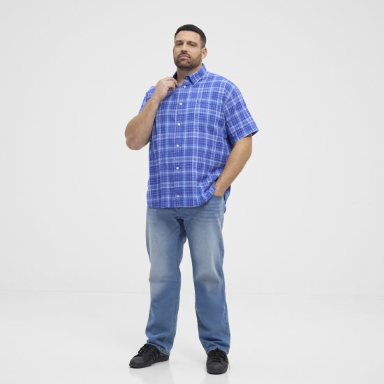 North Latitude 51145 Checked Short Sleeve Shirt Cobolt Blue - Kortermede skjorter - Kortermede Skjorter Store Størrelser