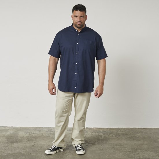 North Latitude 61109 Kortermet Skjorte med Bestefarskrage Marineblå - Skjorter - Store skjorter - 2XL-8XL