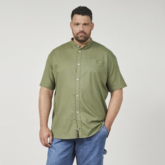 North Latitude 61109 Kortermet Skjorte med Bestefarskrage Olivengrønn - Skjorter - Store skjorter - 2XL-8XL