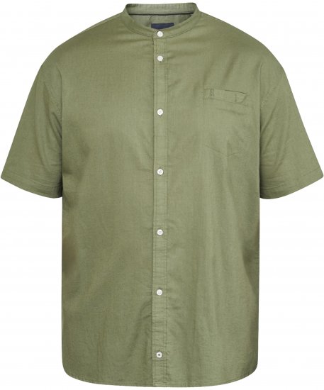 North Latitude 61109 Kortermet Skjorte med Bestefarskrage Olivengrønn - Skjorter - Store skjorter - 2XL-8XL