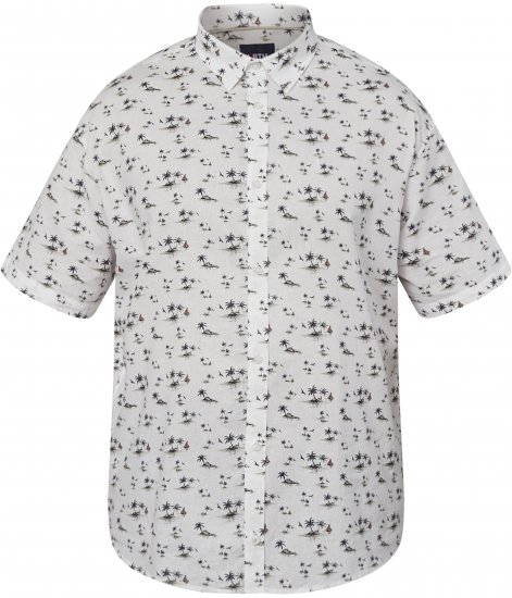 North Latitude 61111 Kortermet Linskjorte med Print Hvit - Skjorter - Store skjorter - 2XL-8XL