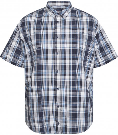 North Latitude 61115 Ekstra Lang Rutet Skjorte Marineblå - Skjorter - Store skjorter - 2XL-8XL