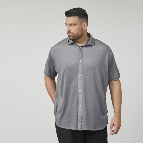 North Latitude 61116 Melert Kortermet Pikétrøye Grå - Polo- & piqueskjorter - Poloskjorte i store størrelser - 2XL-8XL