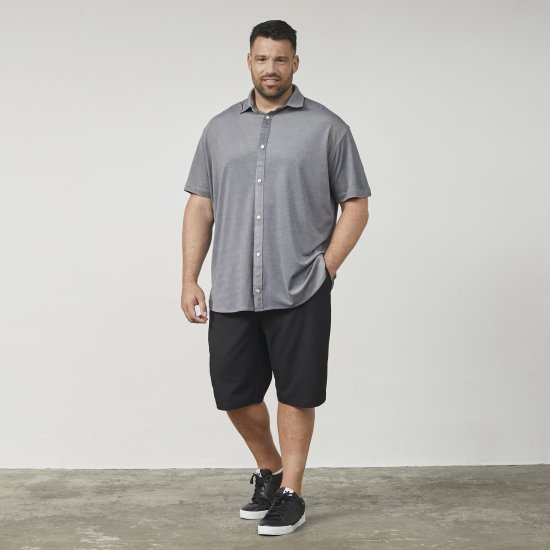 North Latitude 61116 Melert Kortermet Pikétrøye Grå - Polo- & piqueskjorter - Poloskjorte i store størrelser - 2XL-8XL