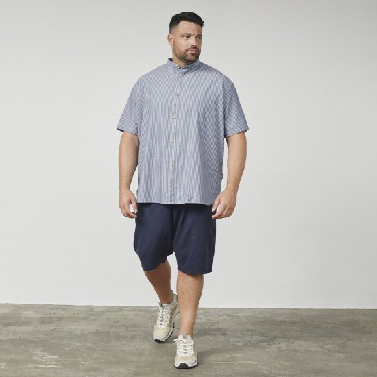 North Latitude 61164 Stripet Skjorte med Bestefarskrage Grå - Skjorter - Store skjorter - 2XL-8XL