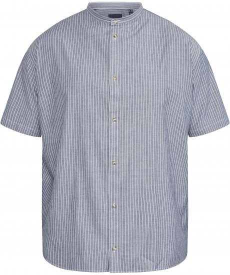 North Latitude 61164 Stripet Skjorte med Bestefarskrage Grå - Skjorter - Store skjorter - 2XL-8XL