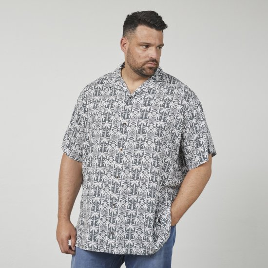 North Latitude 61313 Viskoseskjorte med Kubakrage Grå - Skjorter - Store skjorter - 2XL-8XL