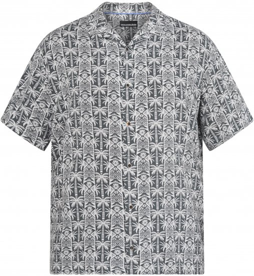 North Latitude 61313 Viskoseskjorte med Kubakrage Grå - Skjorter - Store skjorter - 2XL-8XL