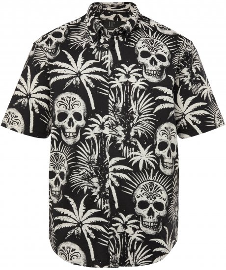 JP1880 Skull Pattern Jersey Short Sleeve Shirt Black - Skjorter - Store skjorter - 2XL-8XL