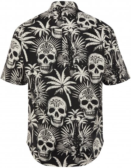 JP1880 Skull Pattern Jersey Short Sleeve Shirt Black - Skjorter - Store skjorter - 2XL-8XL