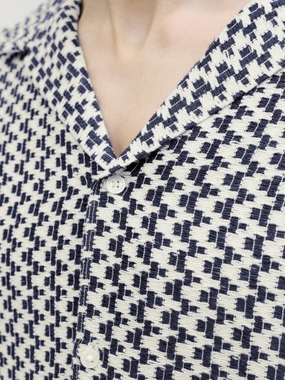 Jack & Jones Montauk Crochet Short Sleeve Shirt Navy - Skjorter - Store skjorter - 2XL-8XL