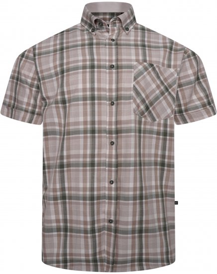 Kam Jeans 6339 Checked Short Sleeve Shirt Beige - Skjorter - Store skjorter - 2XL-8XL