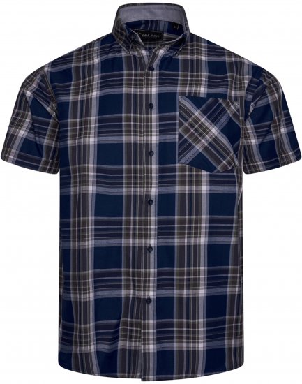 Kam jeans 6350 Casual Checked Short Sleeve Shirt Indigo - Skjorter - Store skjorter - 2XL-8XL