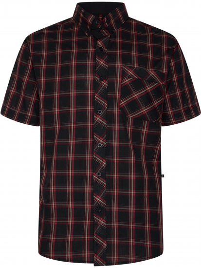 Kam Jeans 6365 Checked Short Sleeve Shirt Burgundy - Skjorter - Store skjorter - 2XL-8XL
