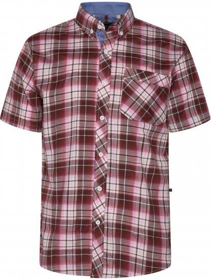 Kam Jeans 6368 Checked Short Sleeve Shirt Red - Skjorter - Store skjorter - 2XL-8XL