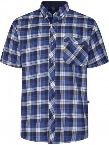 Kam Jeans 6369 Checked Short Sleeve Shirt Blue - Skjorter - Store skjorter - 2XL-8XL