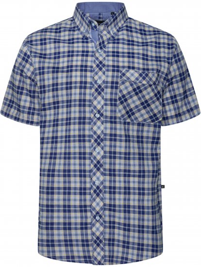 Kam Jeans 6370 Checked Short Sleeve Shirt Blue - Skjorter - Store skjorter - 2XL-8XL
