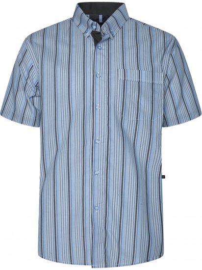 Kam Jeans 6374 Striped Short Sleeve Shirt Blue - Skjorter - Store skjorter - 2XL-8XL