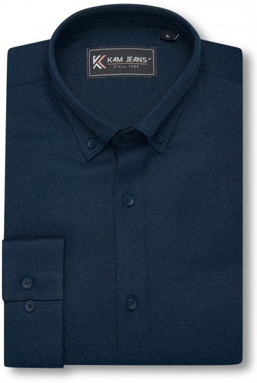 Kam Jeans 6357 Dobby Weave Shirt Navy - Skjorter - Store skjorter - 2XL-8XL