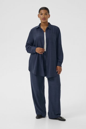 Kaffe Curve Ellie Shirt Tunic Moon Indigo Blue - Tunikaer - 
