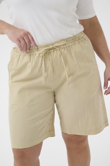 Kaffe Curve Nana Stripete shorts Chincilla/Hvit stripete - Jeans & Bukser i Store Størrelser – Plus Size - 