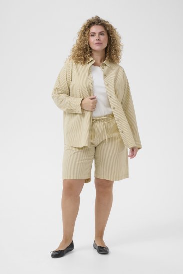 Kaffe Curve Nana Stripete shorts Chincilla/Hvit stripete - Jeans & Bukser i Store Størrelser – Plus Size - 