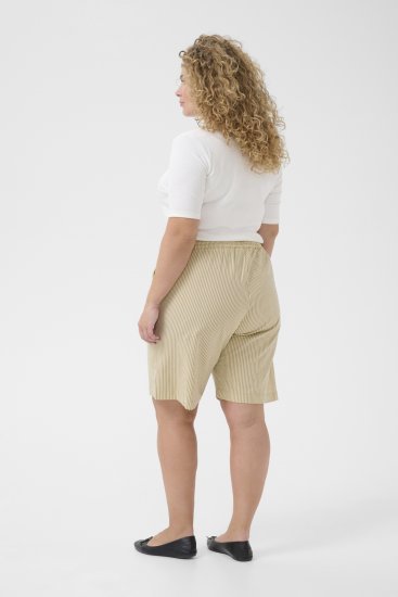 Kaffe Curve Nana Stripete shorts Chincilla/Hvit stripete - Jeans & Bukser i Store Størrelser – Plus Size - 