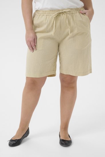 Kaffe Curve Nana Stripete shorts Chincilla/Hvit stripete - Jeans & Bukser i Store Størrelser – Plus Size - 