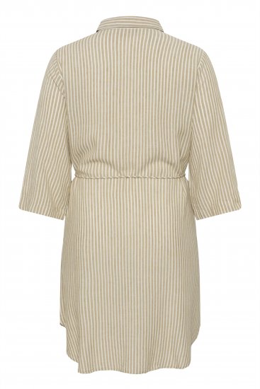 Kaffe Curve Milla Short Shirt Dress Chinchilla/Chalk Stripe - Minikjoler - 