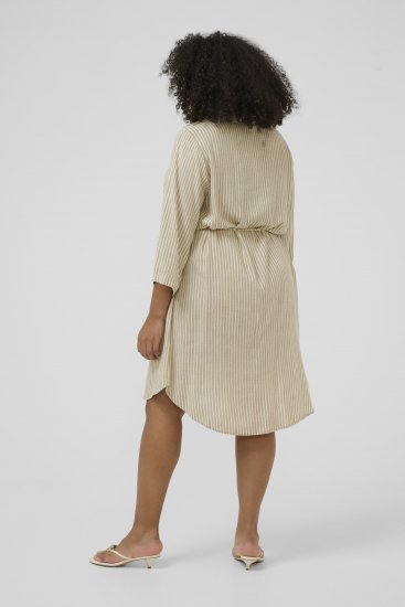 Kaffe Curve Milla Short Shirt Dress Chinchilla/Chalk Stripe - Minikjoler - 