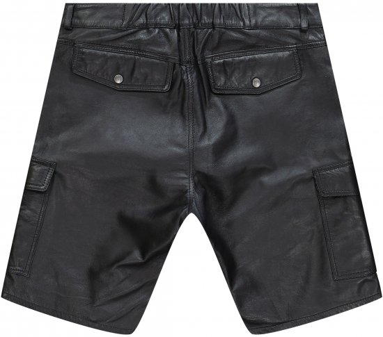 JP1880 Leather Shorts Cargo Pockets Lamb Nappa Leather Black - Shorts - Store shorts - W40-W60
