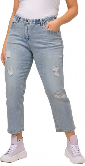 Ulla Popken Stonewashed Distressed Boyfriend Jeans Light Blue - Jeans & Bukser i Store Størrelser – Plus Size - Jeans og bukser, EU 42-70