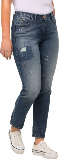 Ulla Popken Distressed Stretch Fit Sarah Jeans Blue Denim - Jeans & Bukser i Store Størrelser – Plus Size - Jeans og bukser, EU 42-70