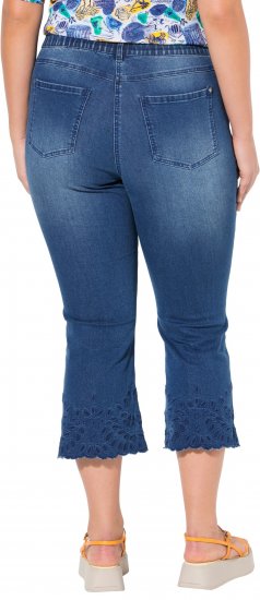 Ulla Popken Cropped Flared Eyelet Jeans Denim Blue - Jeans & Bukser i Store Størrelser – Plus Size - 