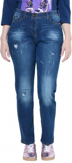 Ulla Popken Lightly Distressed Stretch Fit Jeans Blue Denim - Jeans & Bukser i Store Størrelser – Plus Size - Jeans og bukser, EU 42-70