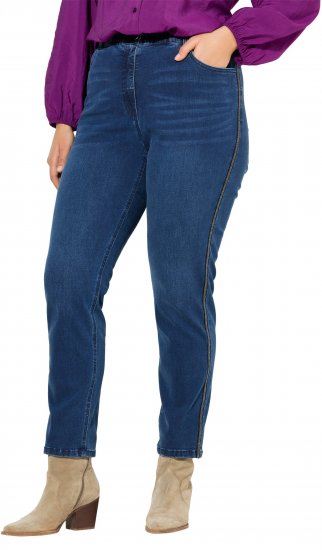 Ulla Popken Splatter Painted Jeans Blue - Jeans & Bukser i Store Størrelser – Plus Size - Jeans og bukser, EU 42-70