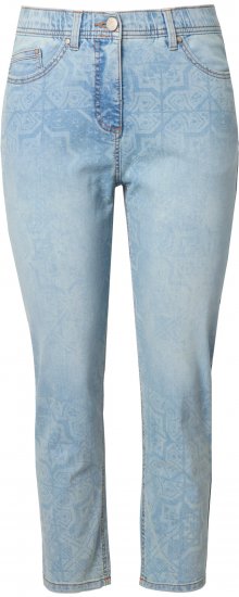 Ulla Popken Tile Laser Print Stretch Fit Jeans Light Light Blue Denim - Jeans & Bukser i Store Størrelser – Plus Size - 