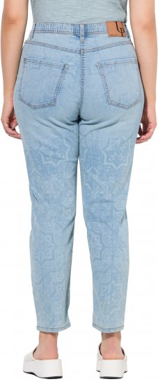Ulla Popken Tile Laser Print Stretch Fit Jeans Light Light Blue Denim - Jeans & Bukser i Store Størrelser – Plus Size - 