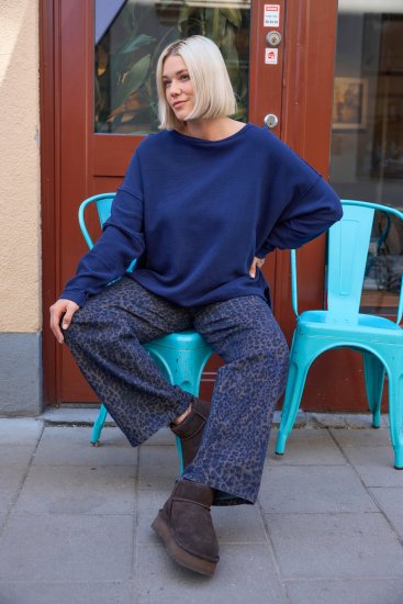 Ulla Popken Leopard Print Stretch Fit Jeans Ink Blue - Jeans & Bukser i Store Størrelser – Plus Size - Jeans og bukser, EU 42-70