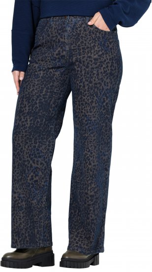 Ulla Popken Leopard Print Stretch Fit Jeans Ink Blue - Jeans & Bukser i Store Størrelser – Plus Size - Jeans og bukser, EU 42-70