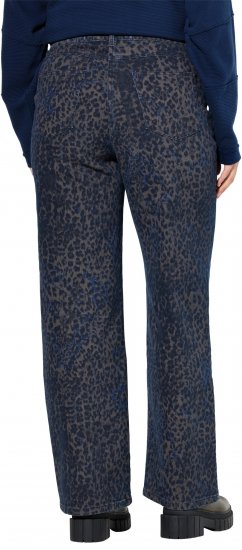 Ulla Popken Leopard Print Stretch Fit Jeans Ink Blue - Jeans & Bukser i Store Størrelser – Plus Size - Jeans og bukser, EU 42-70