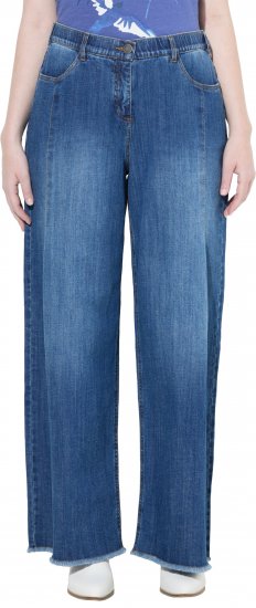 Ulla Popken Extra Wide Leg Stretch Fit Jeans Denim Blue - Jeans & Bukser i Store Størrelser – Plus Size - Jeans og bukser, EU 42-70